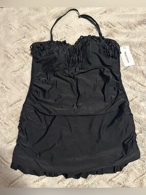 Meet.Curve Black Fringe One-Piece Swimdress Plus Size 2x
